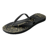 Tongs Gold Lace Frills Élégant Black Bridesmaid Mariage (Incliné)