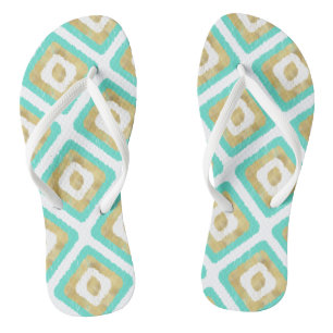 Tongs Gold & Turquoise Chic Ikat Motif