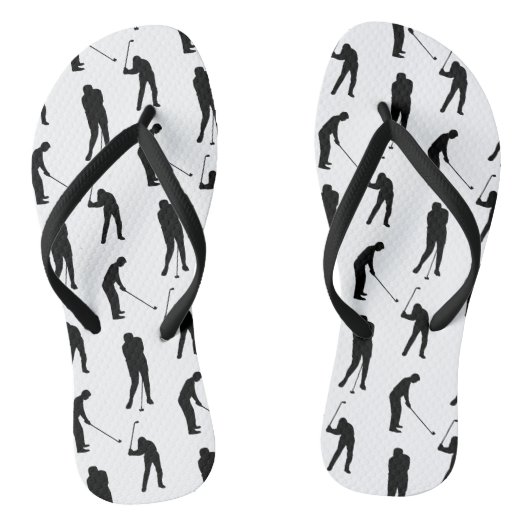 Tongs Golfer Silhouettes Black and White Pattern (Semelle)