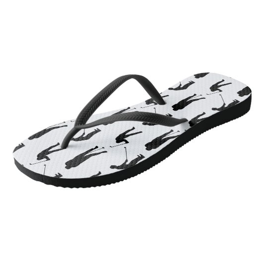 Tongs Golfer Silhouettes Black and White Pattern (Incliné)