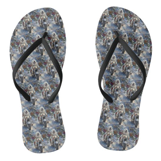 Tongs Grand Pyrénées Chien équitation Moto Noël (Semelle)