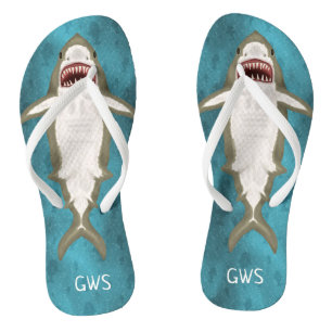 Tongs Grande attaque de requin blanc Funny Océan Monogra