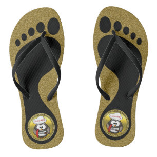 Tongs Grande chouette à corne avec barbecue à la main et