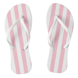 Tongs Grandes bandes verticales roses et blanches