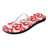 Tongs Graphique d'amour cool, Rouge (Incliné)