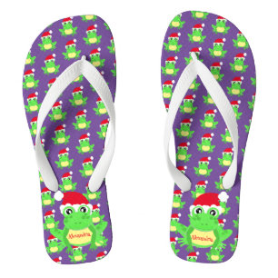 Tongs Grenouille violette de Noël Nom du Motif de Santa