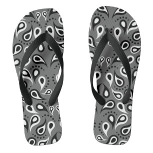 tongs gris à motifs paisley