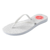 Tongs Gris et corail Grec Monogramme clé (Incliné)
