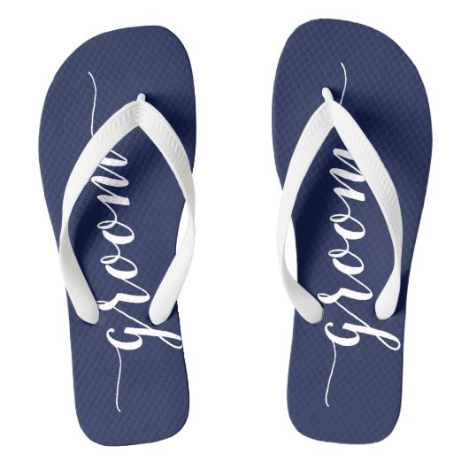 Tongs Groom Navy Blue Wedding Party Flip Flops Large (Semelle)