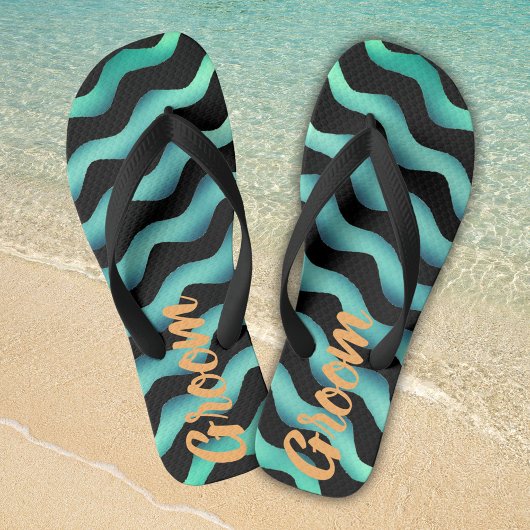 Tongs Groom Waves Marine Beach Mariages Flip Flops