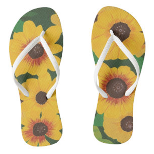 Tongs Gros Tournesols jaunes peints en gras