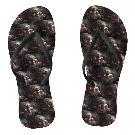 Tongs Halloween maltais effrayant (Semelle)