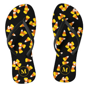 Tongs Halloween motif de maïs bonbon monogrammé