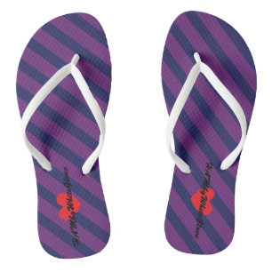 Tongs HAMbWG - Flip-Flop Purple Navy Stripe Heart Logo