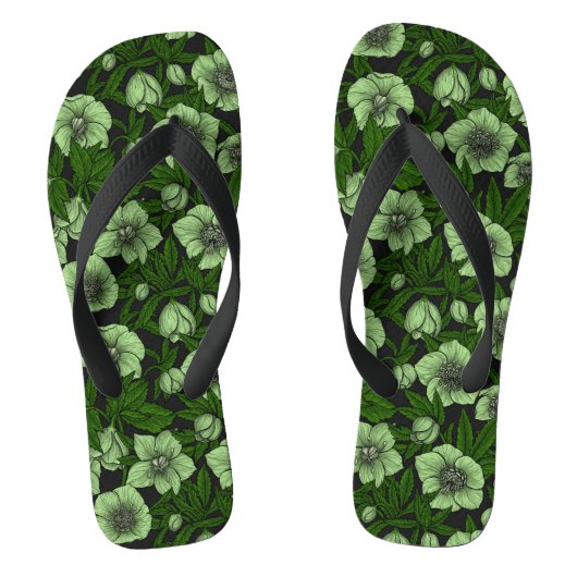 Tongs Hellebores blancs avec feuille (Semelle)