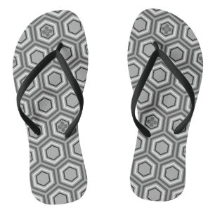 Tongs Hexagonal Kimono Print, Grey / Grey and White