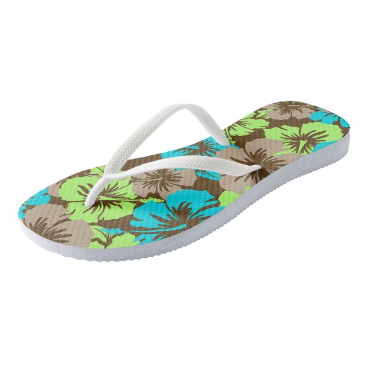 Tongs Hibiscus Hawaiian Floral Aloha Chemise Imprimer (Incliné)