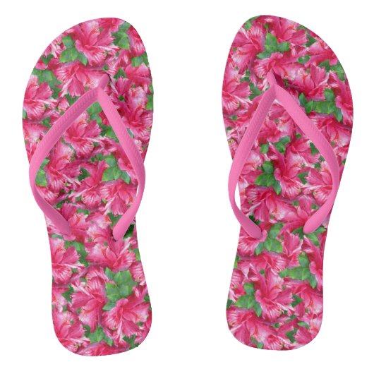 Tongs Hibiscus rose Tropical (Semelle)