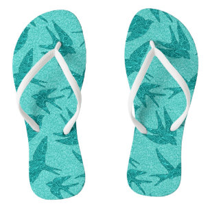 Tongs Hirondelles japonaises en vol, turquoise et aqua