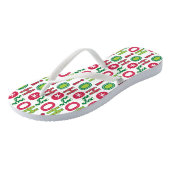 Tongs Ho Ho Ho Christmas Fun Modern Rouge Vert Motif (Incliné)