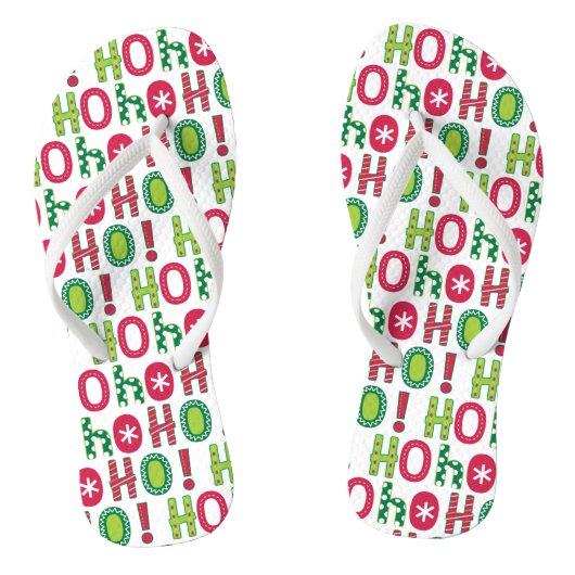 Tongs Ho Ho Ho Christmas Fun Modern Rouge Vert Motif (Semelle)