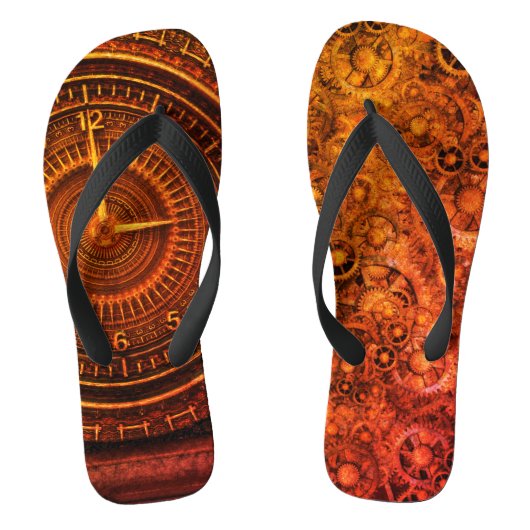 Tongs Horloge baroque victorienne steampunk brun (Semelle)