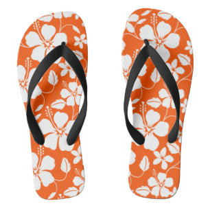 TONGS HULA HAÏIENNE (HIBISCUS) ORANGE