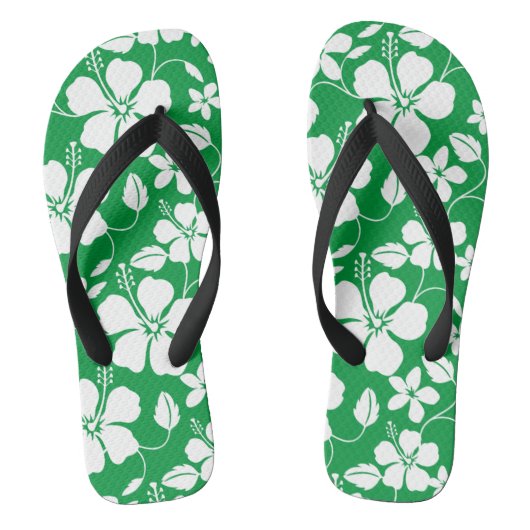 TONGS HULA HAWAIEN (HIBISCUS) VERT (Semelle)