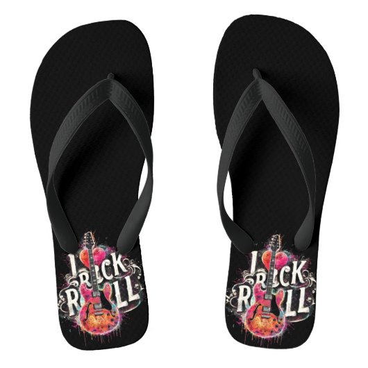 Tongs I Love Rock N Roll Guitare Électrique Peinture (Semelle)