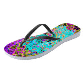 Tongs Icy Aqua Blue Super Abstrait Retro Liquid Swirl (Incliné)