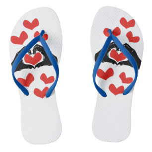 Tongs Illustration des mains en forme de coeur rouge