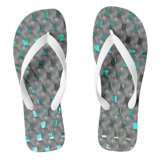 Tongs Image cyan sous plaques grises, formes rectangle (Semelle)