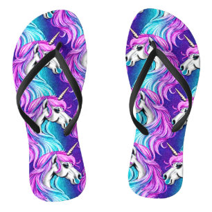 Tongs Imaginaire blanc Unicorn sans couture Motif