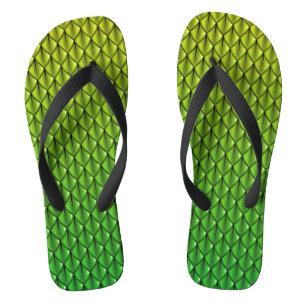 Tongs Imaginaire de l'échelle de dragon vert citron (fo