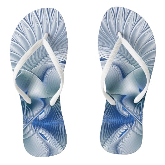 Tongs Imaginaire dynamique tons bleus Abstraits Art frac (Semelle)