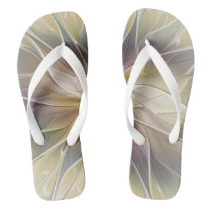 Tongs Imaginaire Floral Gold Eggplant Art Fractal Abstra