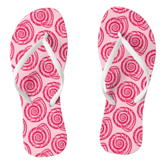 Tongs Impression de bloc de coquillage en spirale, rose (Semelle)