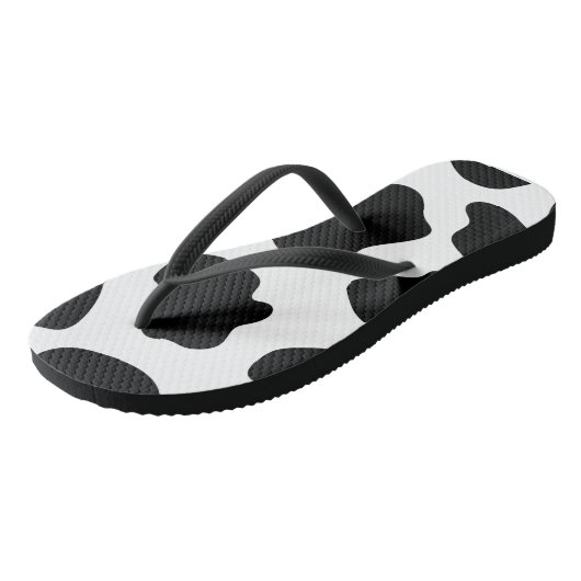 Tongs Impression de vache blanche noire (Incliné)