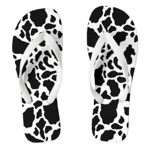 Tongs Impression de vache noire et blanche