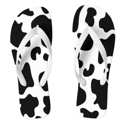 Tongs Impression de vache noire et blanche (Semelle)