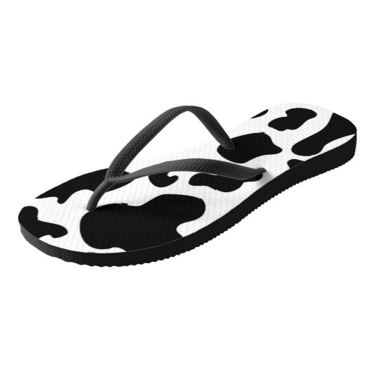 Tongs Impression de vache noire et blanche (Incliné)