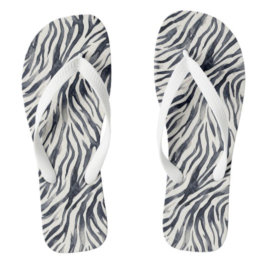 Tongs Impression de zèbre noir et blanc (Semelle)