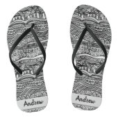 Tongs Impression tribale en noir et blanc cool (Semelle)