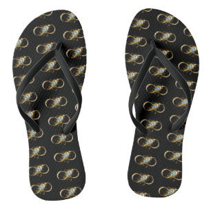 Tongs Infinité avec plume de paon doré