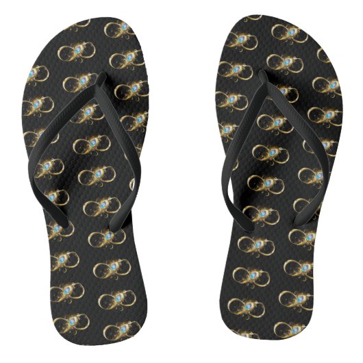 Tongs Infinité avec plume de paon doré (Semelle)