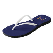 Tongs Initiales de monogramme en or bleu marine  (Incliné)