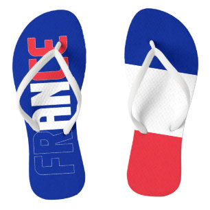 Tongs Inscription Drapeau France Rouge Bleu Bleu Blanc D