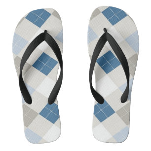 Tongs Jacquard blanc et bleu