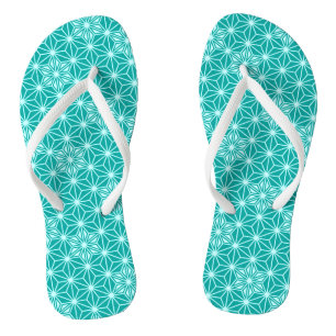 Tongs Japonais Asanoha ou Star Motif, turquoise