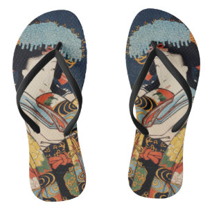 Tongs Japonais Geisha Asiatique tendance Art Vintage col